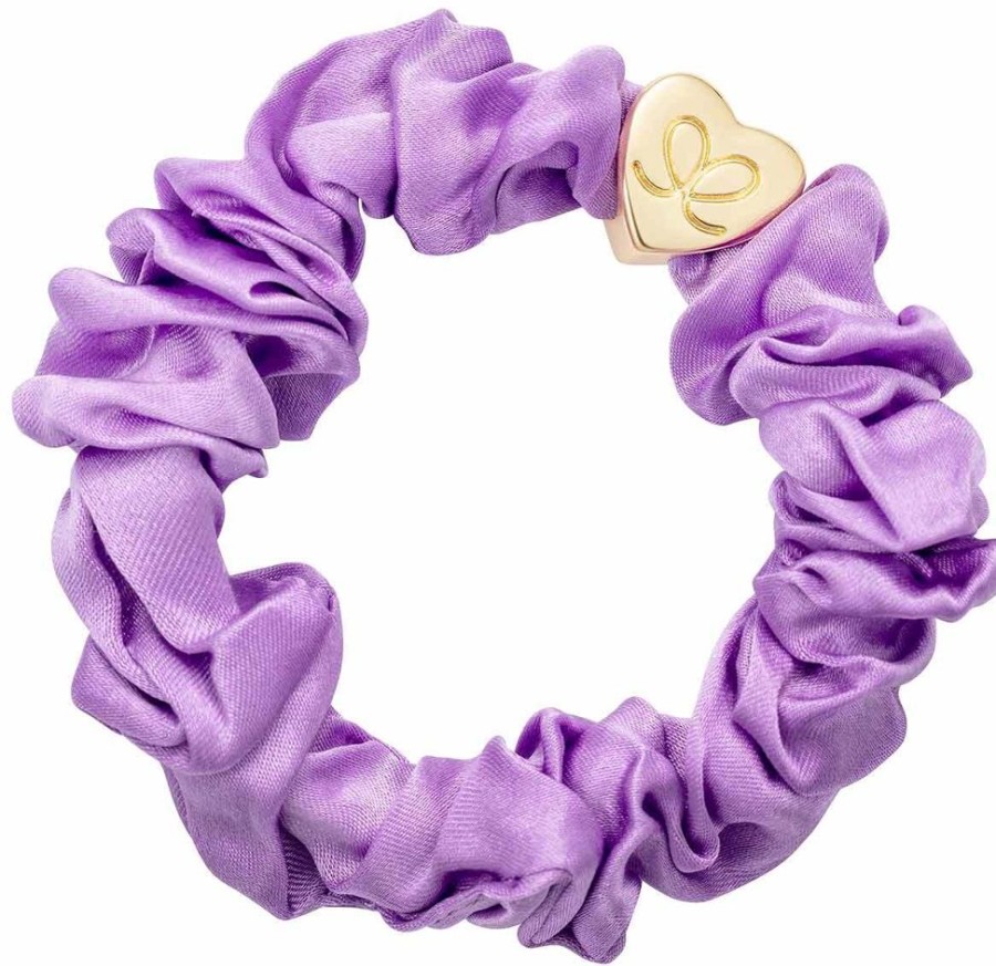 Hair By Eloise Accessories & Towels | Gold Heart Silk Scrunchie Lilac