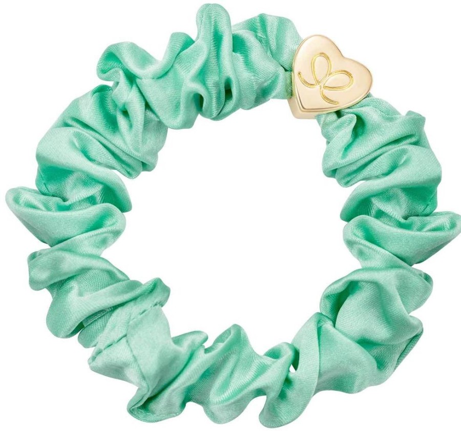 Hair By Eloise Accessories & Towels | Gold Heart Silk Scrunchie Mint