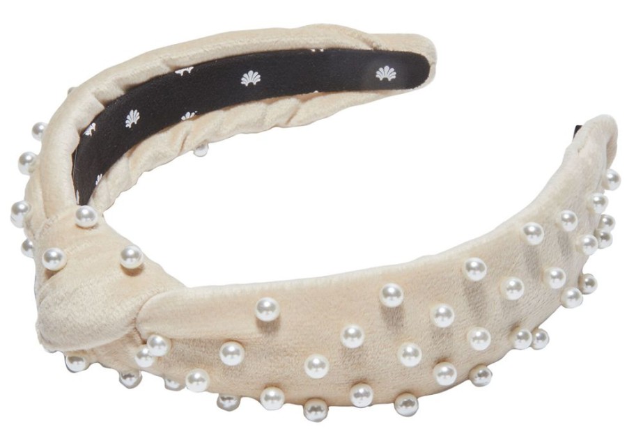 Hair Lele Sadoughi Accessories & Towels | Pearl Embellished Velvet Gigi Headband