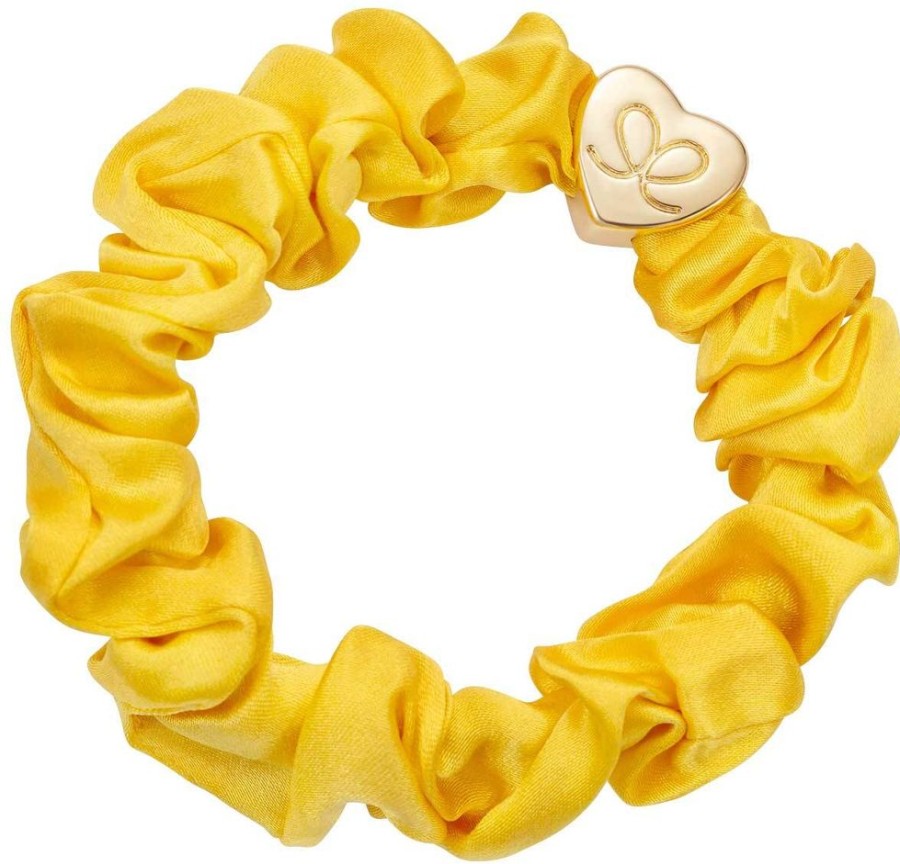 Hair By Eloise Accessories & Towels | Gold Heart Silk Scrunchie Mellow Yellow